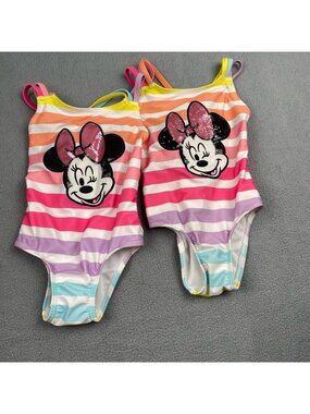 Bundle of Two Disney Minnie Mouse Toddler Girls size 3 Swimsuit Bathing Suit LOT